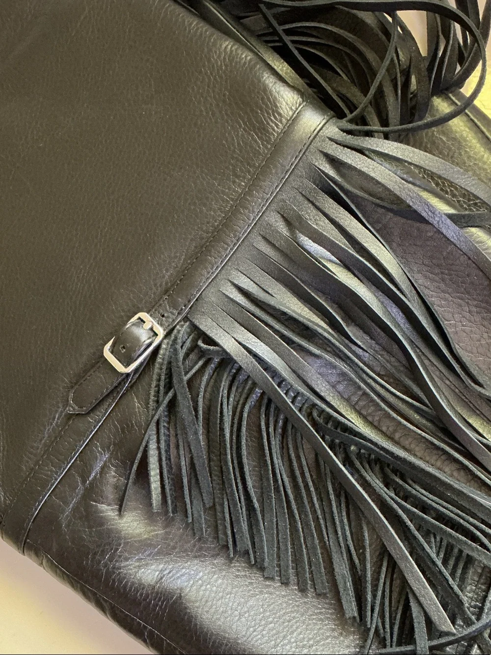 Sigerson Morrison Black Leather Fringe Over-the-Knee Boots